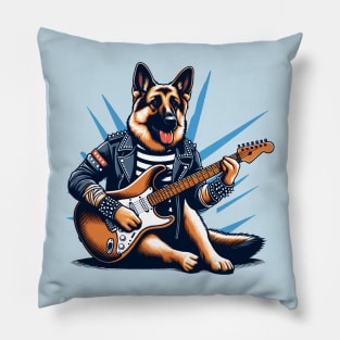 German Shepherd Playing Guitar Pillow