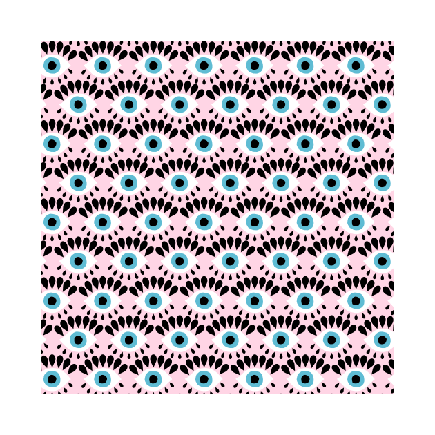 Cute Eyes Pattern on Pink Background by kapotka