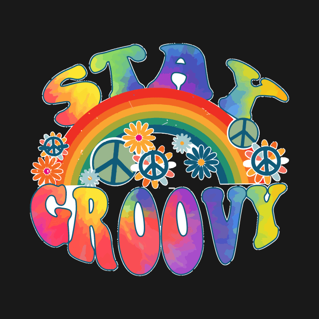 Stay Groovy 60s Outfit 70s Theme Costume Cute Rainbow Hippie by KRMOSH