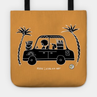 Holiday car with cool girl and her cute dog Tote