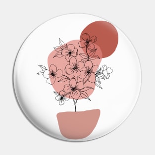 Abstract Botanical Potted Flowering Plant Pin