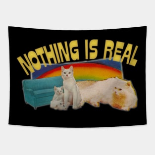 Nothing Is Real // Nihilist Rainbow Cats Design Tapestry