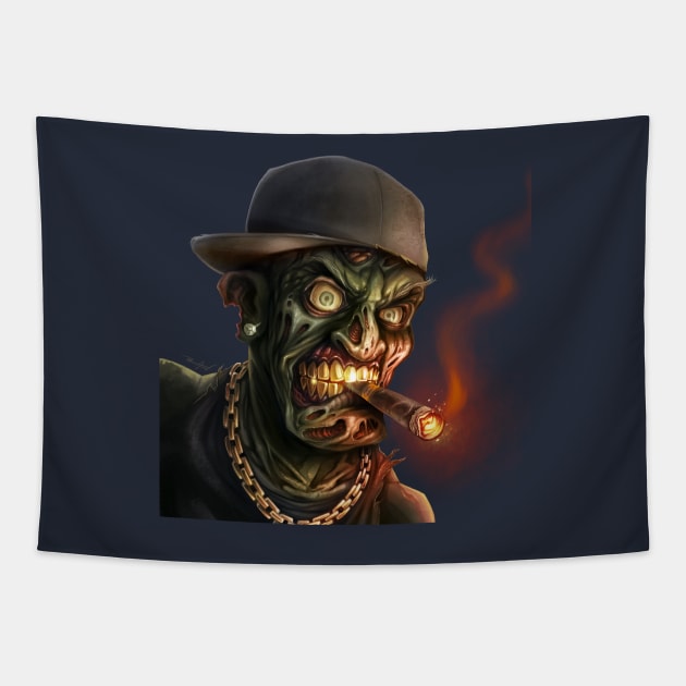 Gangster Hip-Hop Zombie Tapestry by FlylandDesigns