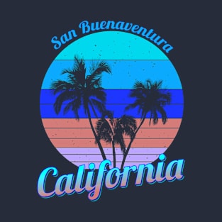 San Buenaventura California Retro Palm Trees Beach Summer T-Shirt