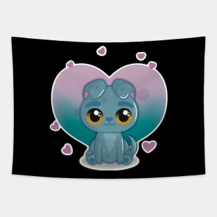 Cute Little Valentine Puppy with Hearts Tapestry