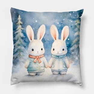 2 Christmas bunnies Pillow