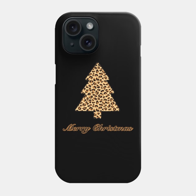 Merry Christmas Tree Leopard Print (Large Design) Phone Case by Aeriskate