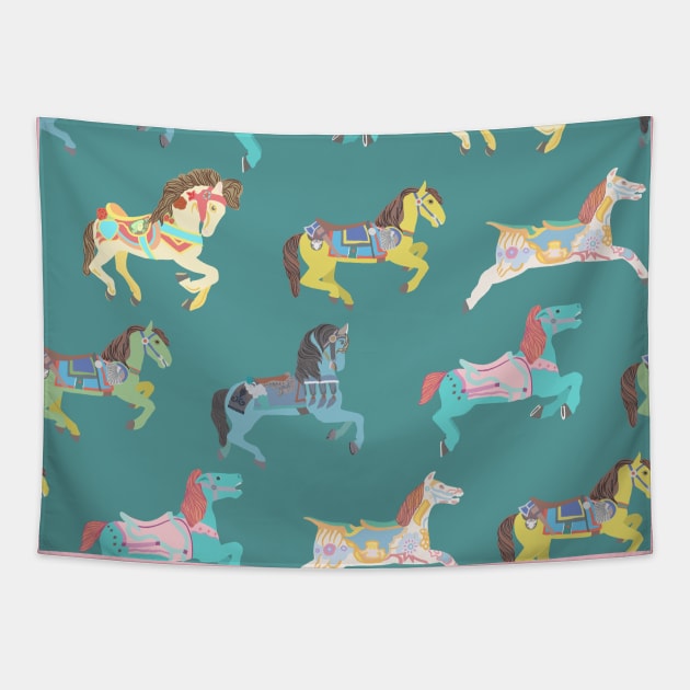 Amusement horse ride Tapestry by Flyingrabbit