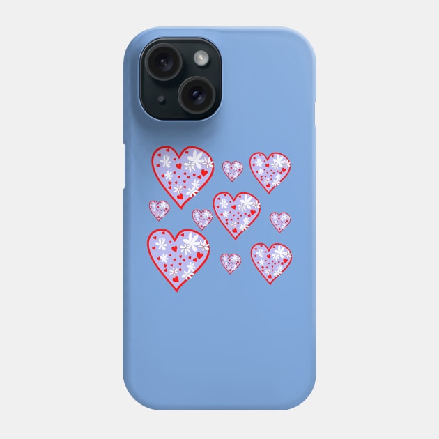 Purple Flower Heart Pattern Phone Case by designs-by-ann