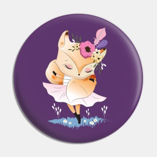 Little fox with its tail scarf Pin