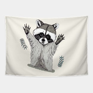 Jolly Playful Raccoon in Ink #1 Tapestry