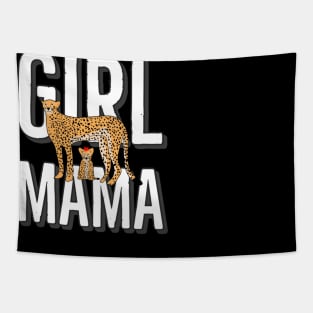 Girl mama cheetah  and cub Tapestry