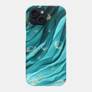 Teal Blue Gold Bubbles Fantasy Wave Pattern Phone Case