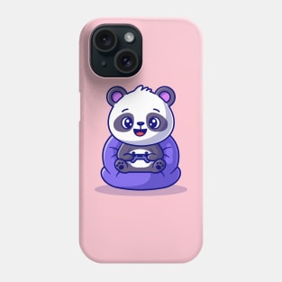 Cute Panda On Playing Game Cartoon Phone Case