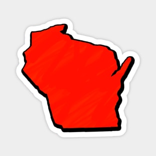 Bright Red Wisconsin Outline Magnet