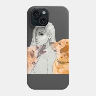 Portrait of women with 2 #dogs Phone Case