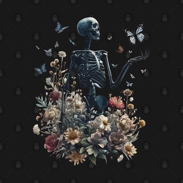 Botany Skeleton Overgrown Plants And Butterlies by TomFrontierArt