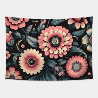 Pink Floral Illustration Tapestry