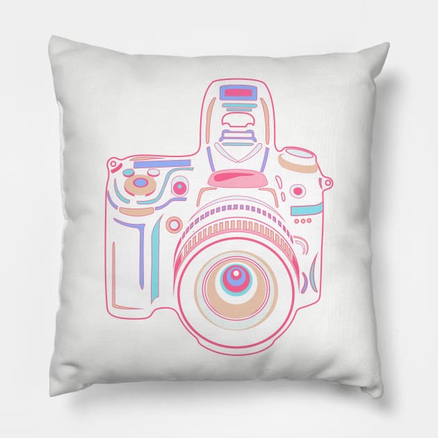 Pastel Camera Pillow by XOOXOO