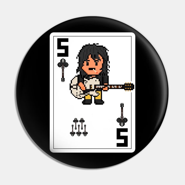 Pixelrockstars Five of Clubs Playing Card Pin by gkillerb