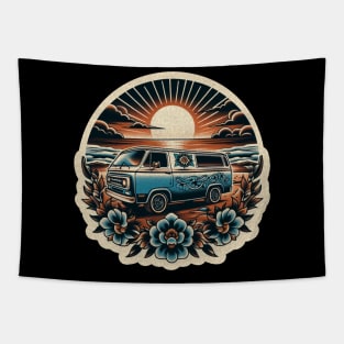 Traditional tattoo Vanlife Tapestry