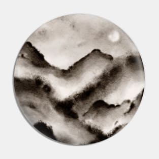 Black and White Wanderlust Foggy Mountains Pin