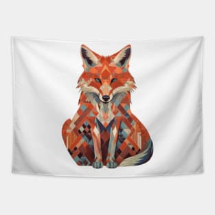 Spectrum Fox: Radiant Op Art Red Fox Tapestry