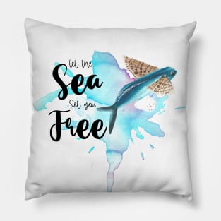 Let the sea set you free | Beach design Pillow