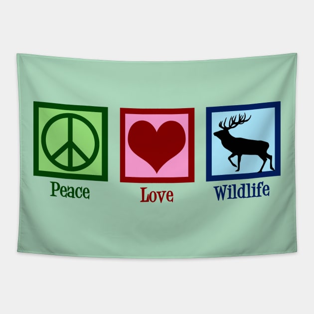Peace Love Wildlife Tapestry by epiclovedesigns
