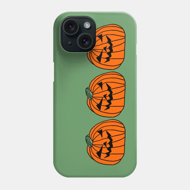 Three Big Halloween Horror Pumpkins Phone Case by ellenhenryart