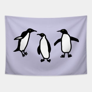 Cute Animals Doodle of Dancing Penguins Tapestry