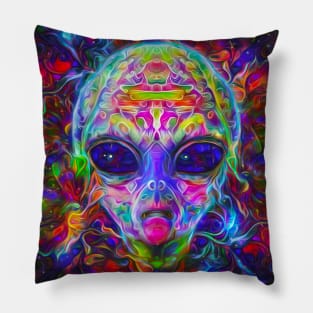 psychedelic neon alien Pillow