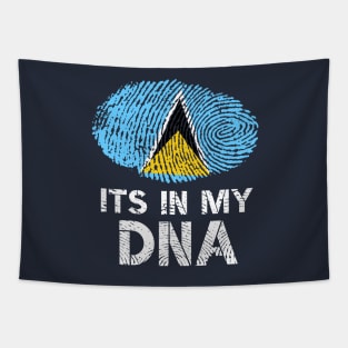Its In My DNA Saint Lucia Flag Fingerprint Tapestry