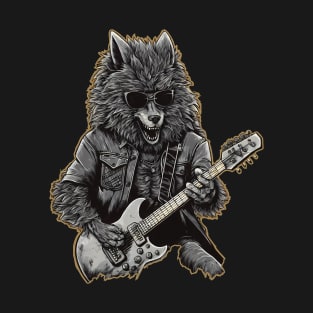 Funny wolf playing guitar T-Shirt