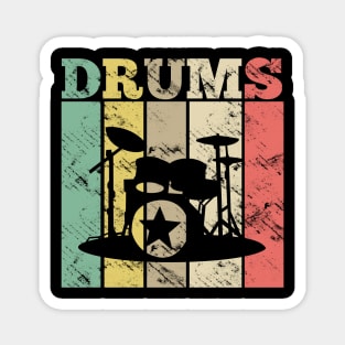 Retro Drums Drummer Magnet