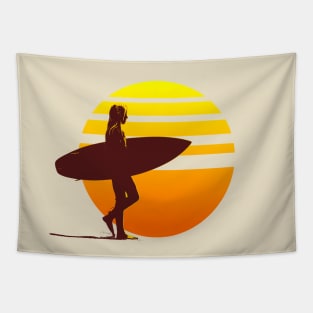 Surfer Girl Sunset Tapestry