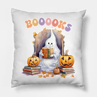 Funny Halloween Cute Ghost Book Reading School Teacher Pillow