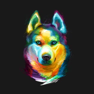 Siberian Husky Colorful Portrait T-Shirt