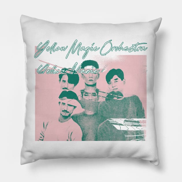 Yellow Magic Orchestra ---- Fan Art Design Pillow by unknown_pleasures