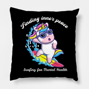 Finding Inner Peace: Surfing for Mental Health Unicorn Pillow