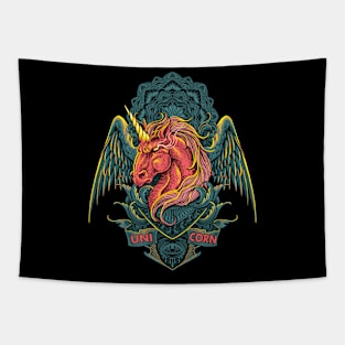 Unicorn Warrior Engraving Art Tapestry