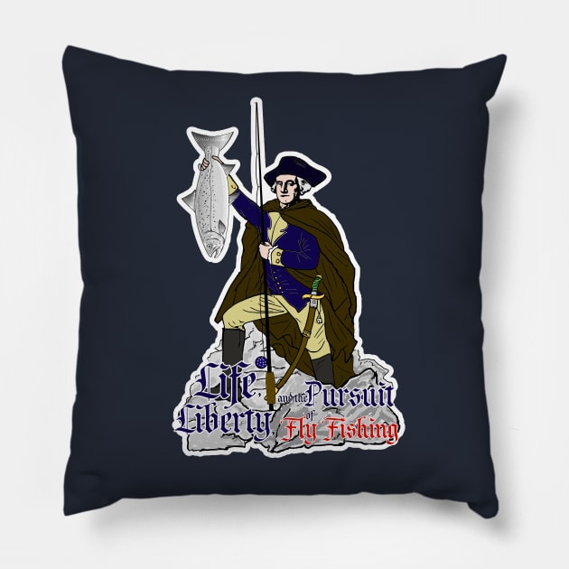 George Washington Fly Fishing Pillow by Phantom Goods and Designs