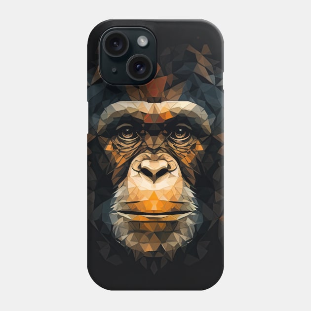 Triangle Chimp - Abstract polygon animal face staring Phone Case by LuneFolk