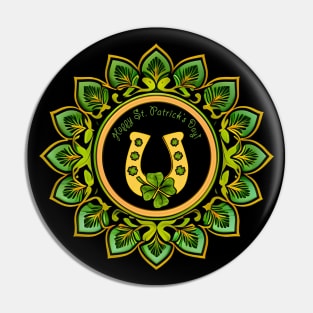 Golden Horseshoe Happy St. Patrick's Day Pin