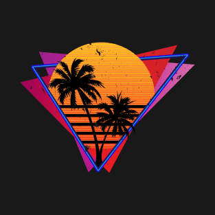 Distressed 80s Style Synthwave Inspired Design T-Shirt