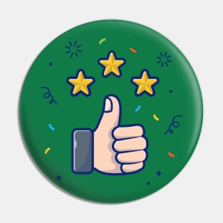 Thumbs Up Nail And Star With Confetti Cartoon Pin