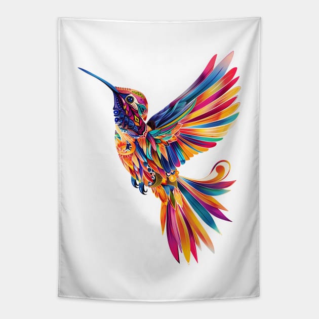 Rainbow Wings: Vibrant Hummingbird Tapestry by Costa Rica Designs