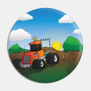 Orange Hunting Truck Cartoon Pin