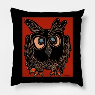 Black owl drawing Pillow