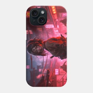 Cyberpunk Female Samurai Sakura Phone Case